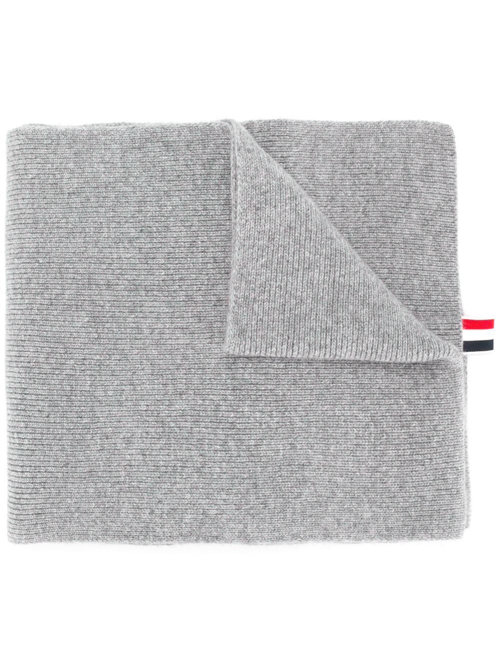 Thom Browne 羊绒4条纹四平针棱纹围巾 - 灰色