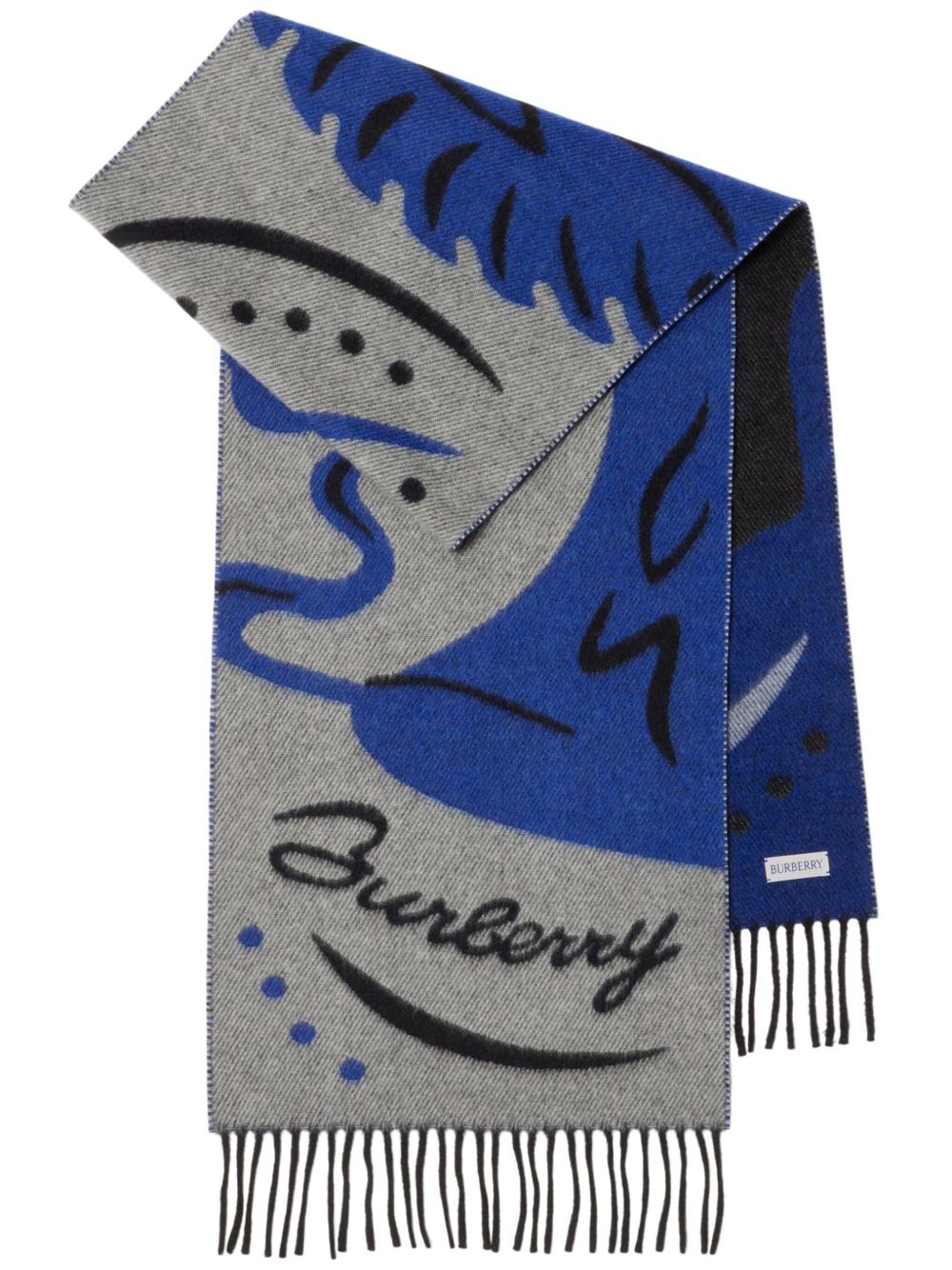 Burberry Mirrored Horse 羊绒围巾 - 蓝色