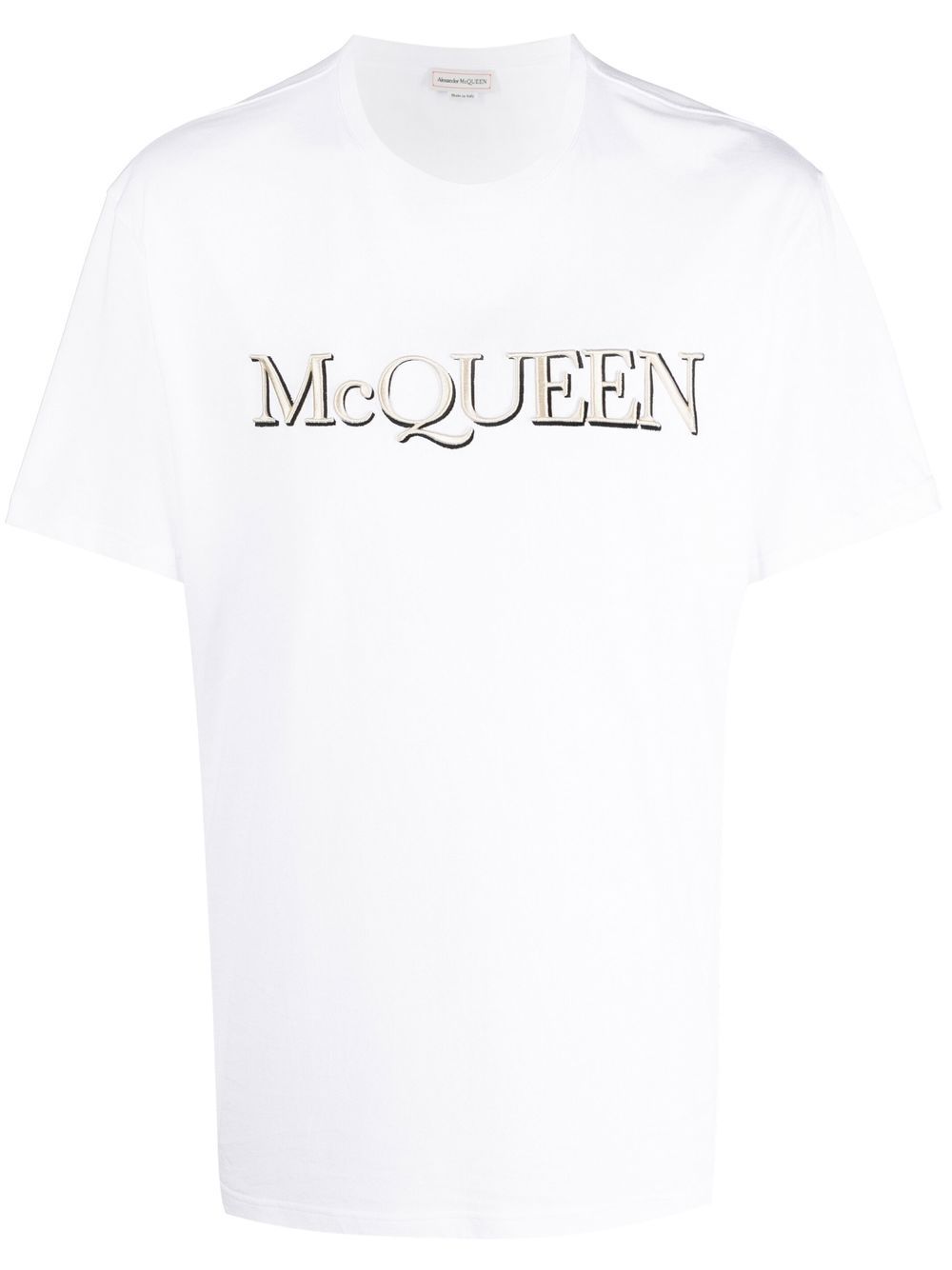 Alexander McQueen logo刺绣短袖T恤 - 白色