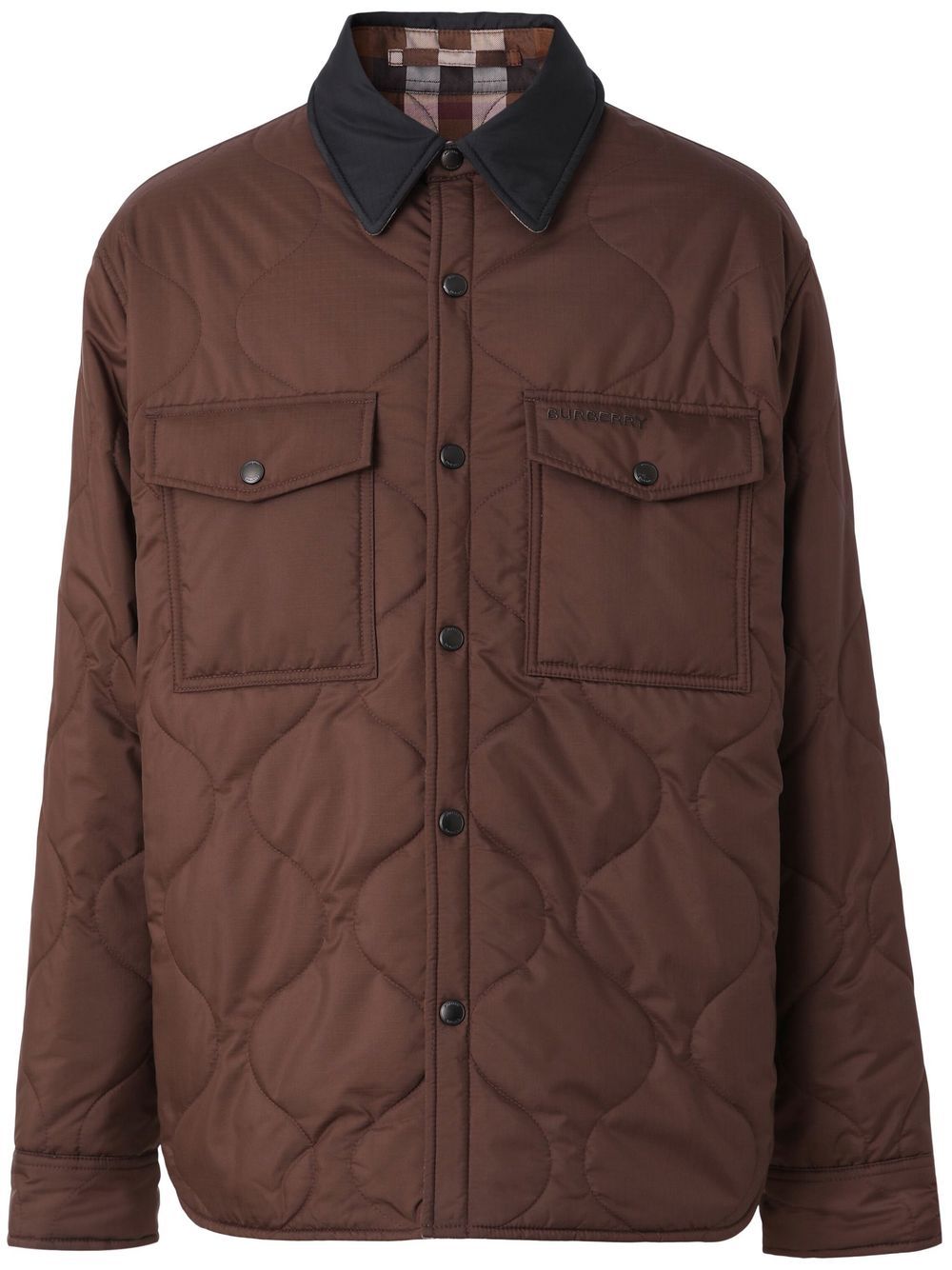 Burberry 双面格纹绗缝夹克式衬衫 - 褐色