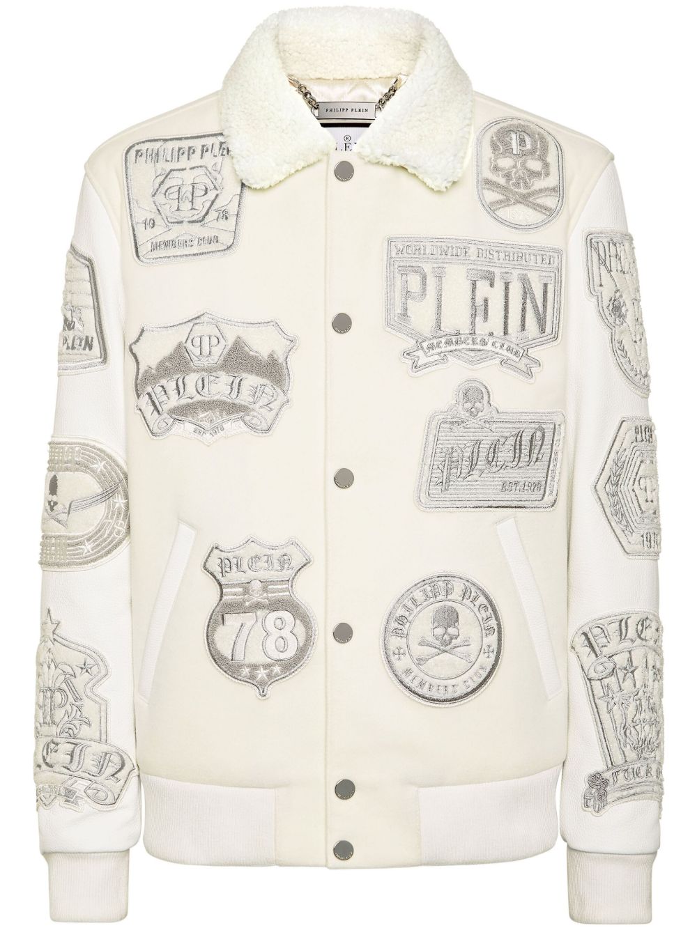 Philipp Plein 贴花细节皮毛一体飞行员夹克 - 中性色
