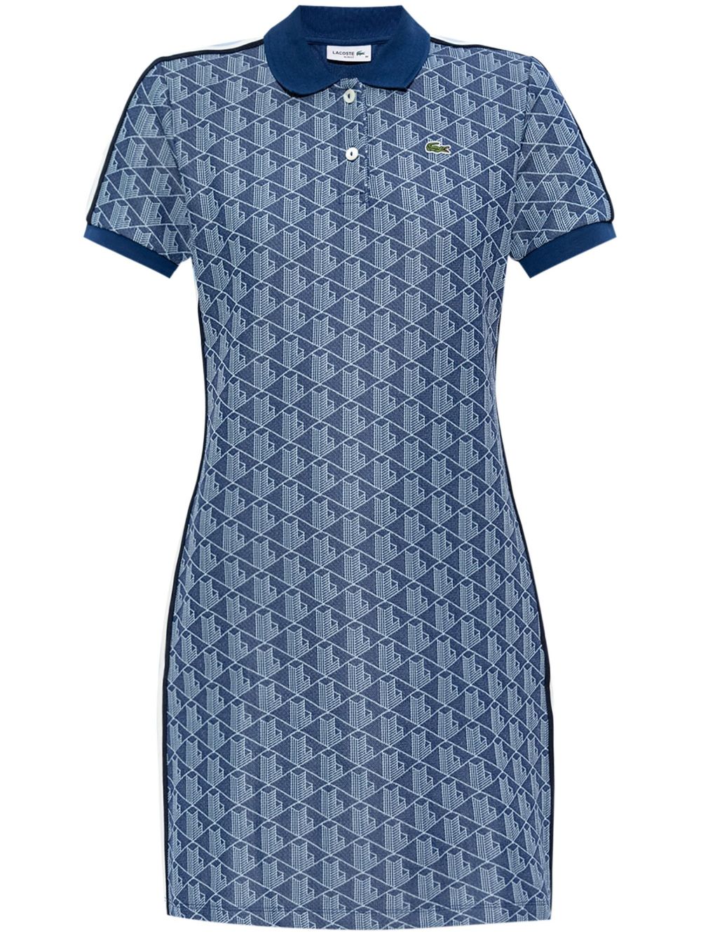 Lacoste 经典logo提花polo领连衣裙 - 蓝色