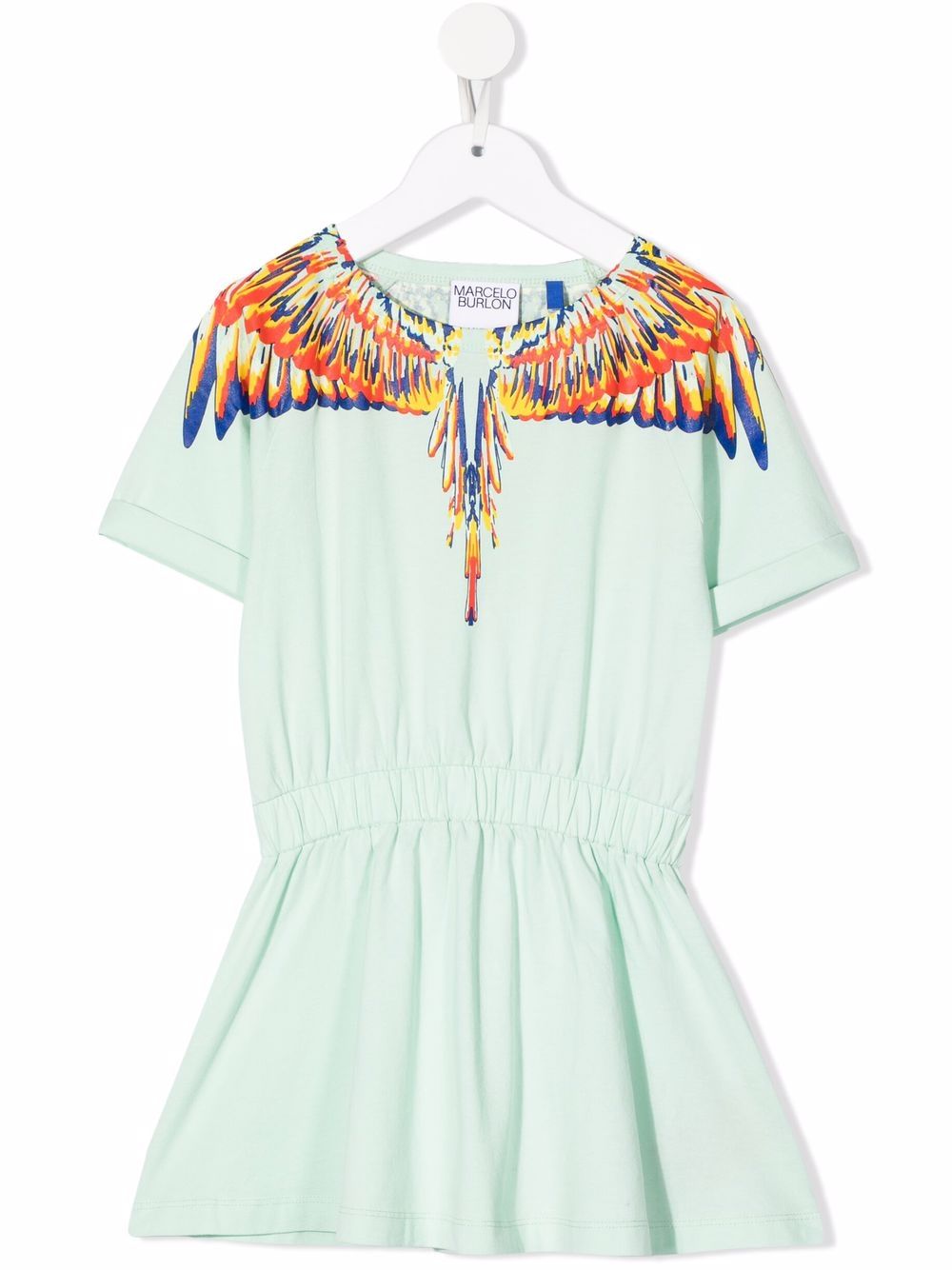Marcelo Burlon County Of Milan Kids Wings 印花松紧腰身连衣裙 - 绿色