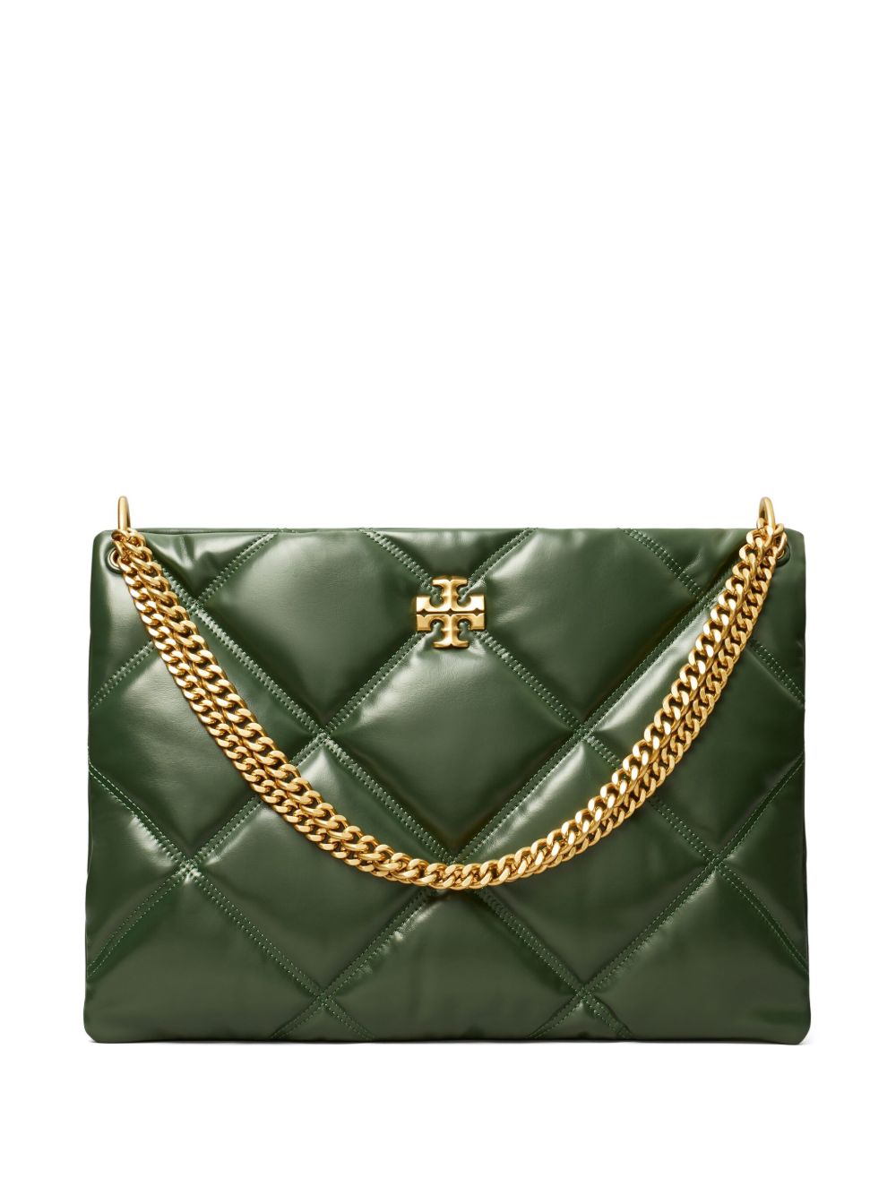 Tory Burch Kira 菱纹绗缝对比缝线单肩包 - 绿色