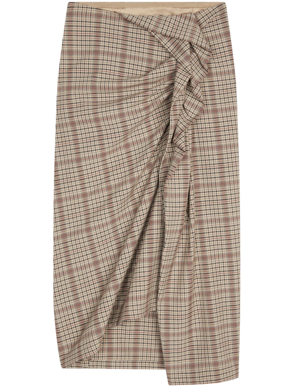 DRIES VAN NOTEN 格纹垂坠半身裙 - 中性色
