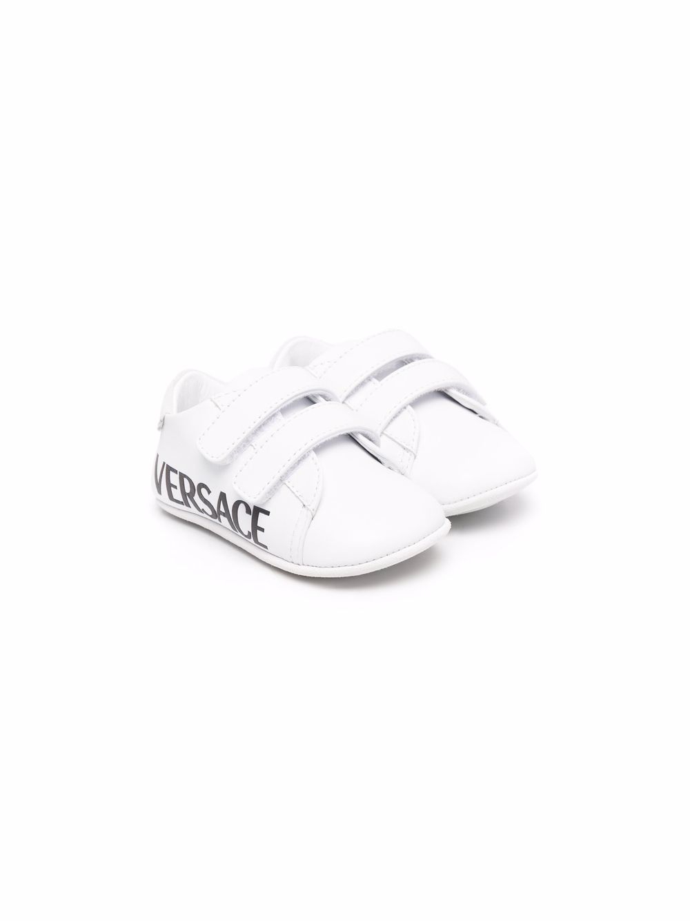 Versace Kids 范思哲 logo印花魔术贴板鞋 - 白色