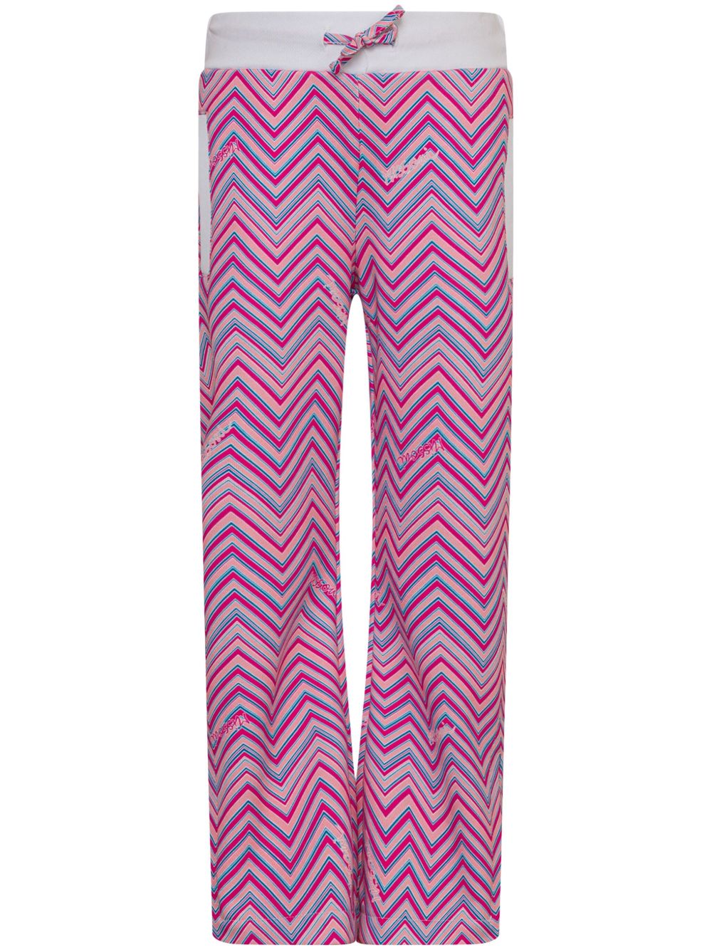 Missoni Kids Z字形图案棉直筒长裤 - 粉色