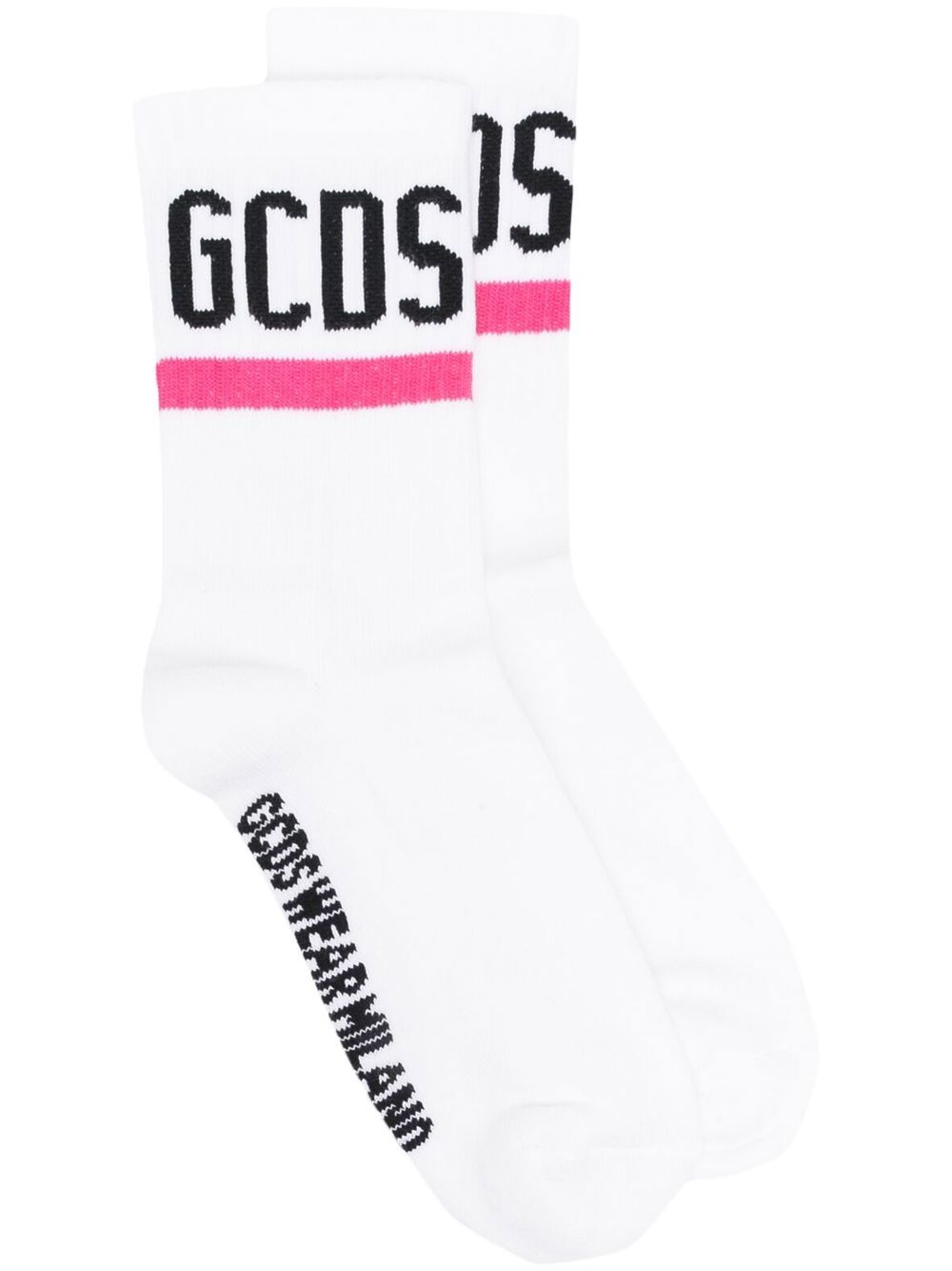 GCDS logo嵌花针织袜 - 白色
