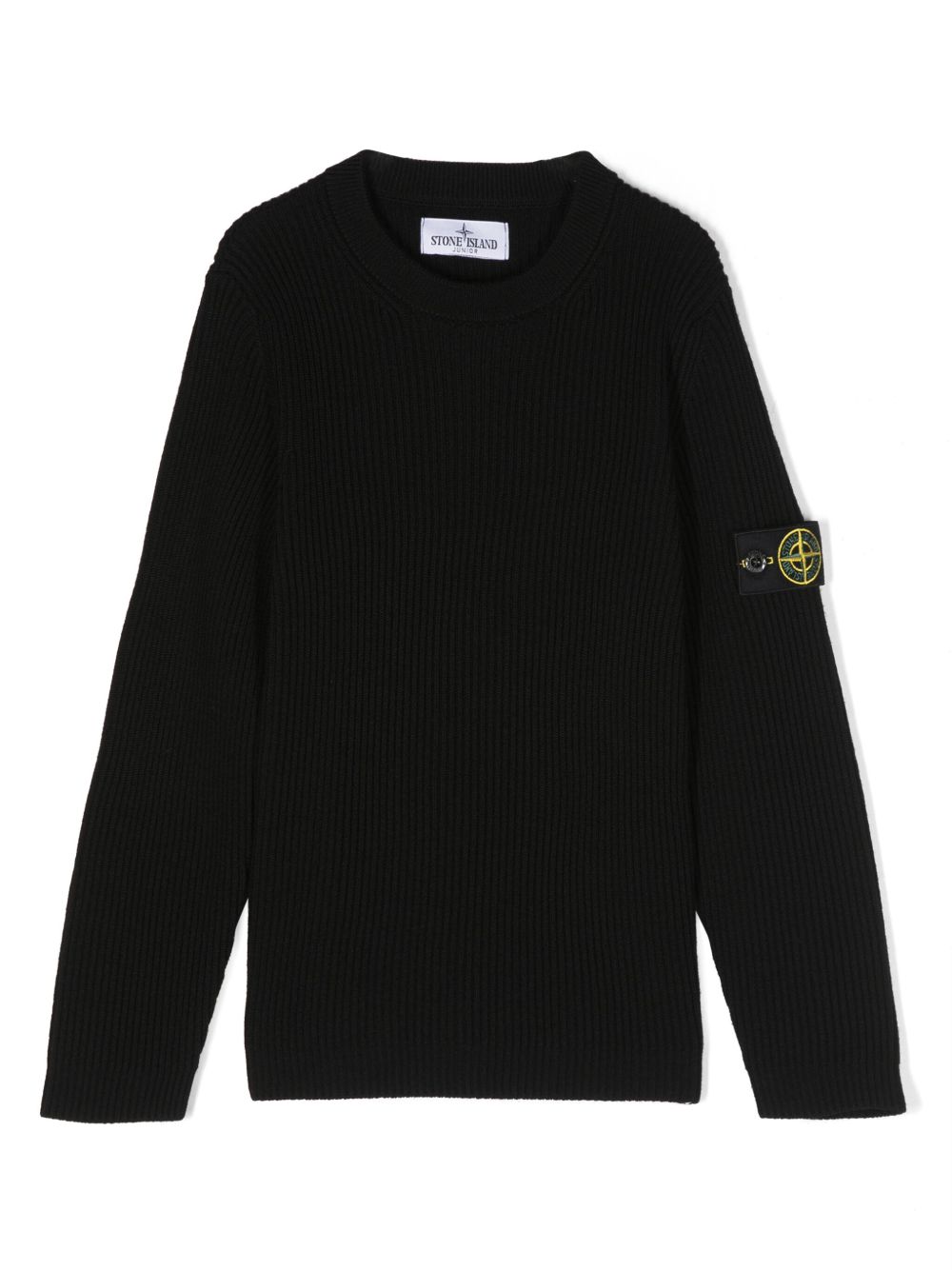 Stone Island Junior 罗盘徽章初剪羊毛毛衣 - 黑色