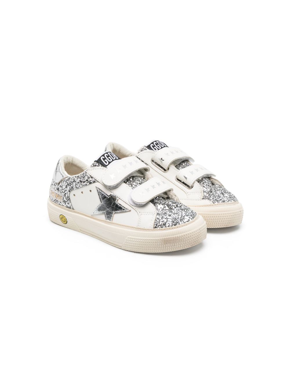 Golden Goose Kids May 魔术贴皮质运动鞋 - 白色