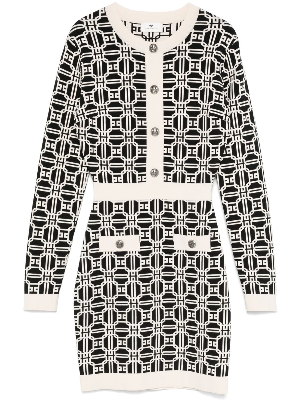 Elisabetta Franchi logo提花迷你连衣裙 - 中性色
