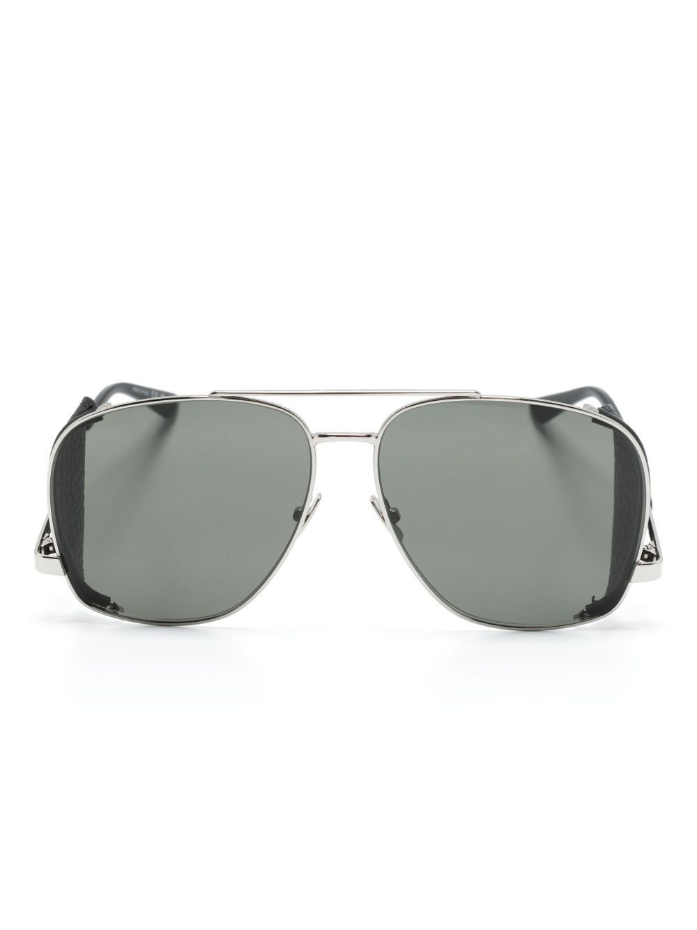 Saint Laurent Eyewear Leon 飞行员镜框太阳眼镜 - 银色
