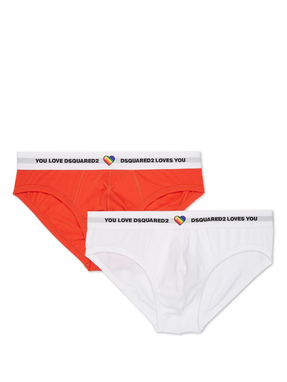 DSQUARED2 logo腰边三角内裤（两件装） - 橘色