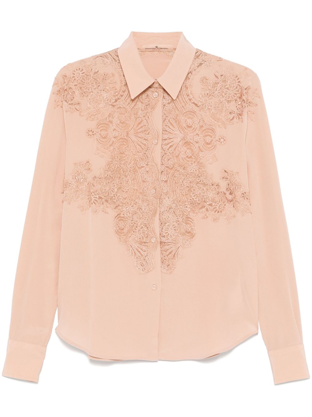 Ermanno Scervino 蕾丝细节真丝衬衫 - 粉色