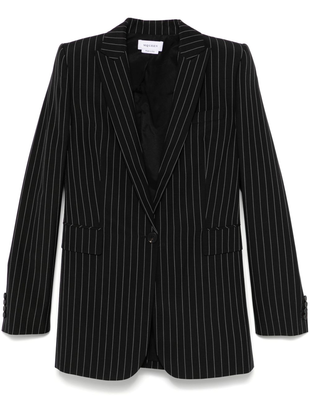 Alexander McQueen 细条纹西装夹克 - 黑色