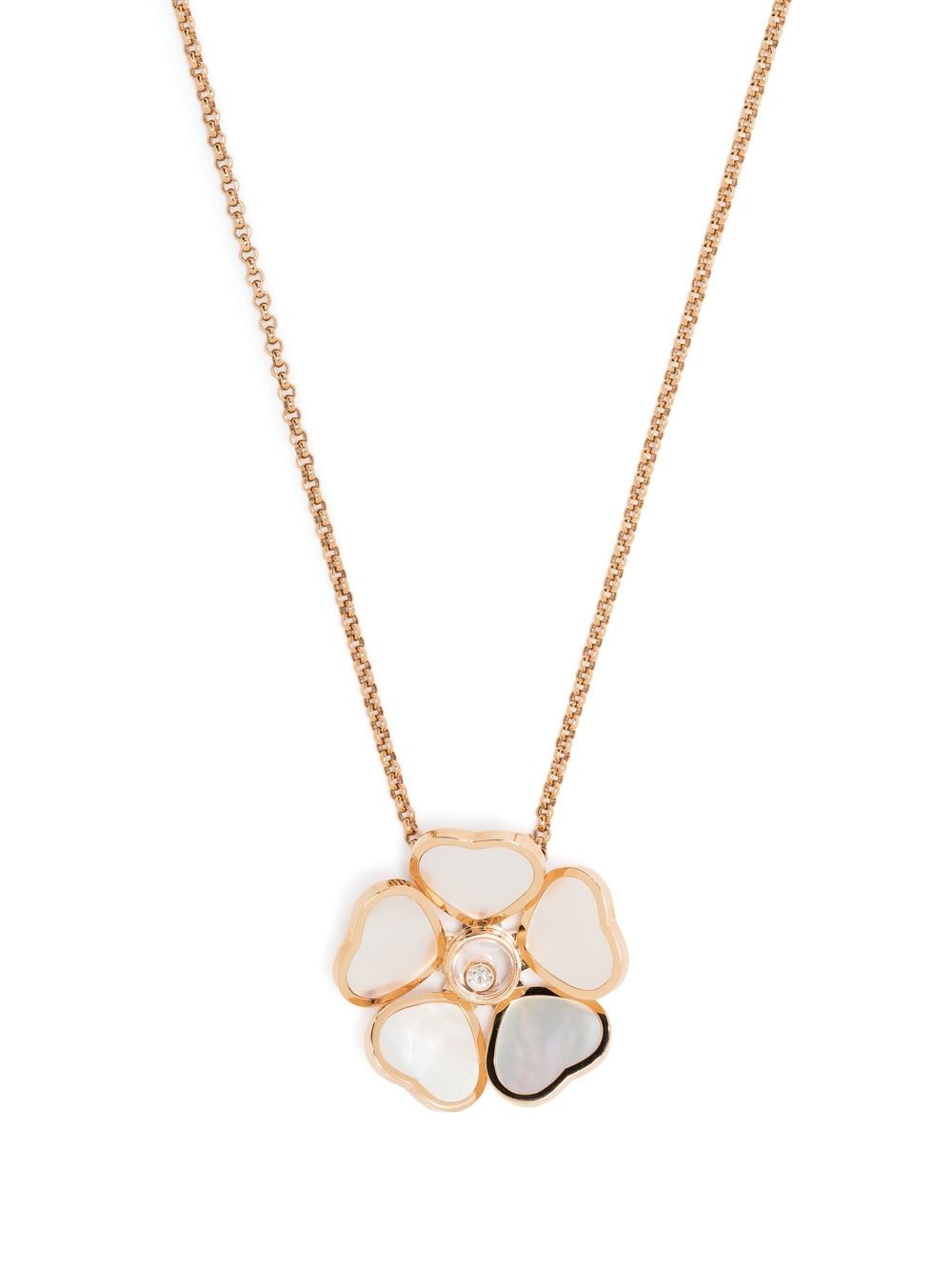 Chopard Happy Hearts Flower 18K玫瑰金钻石项链 - 金色