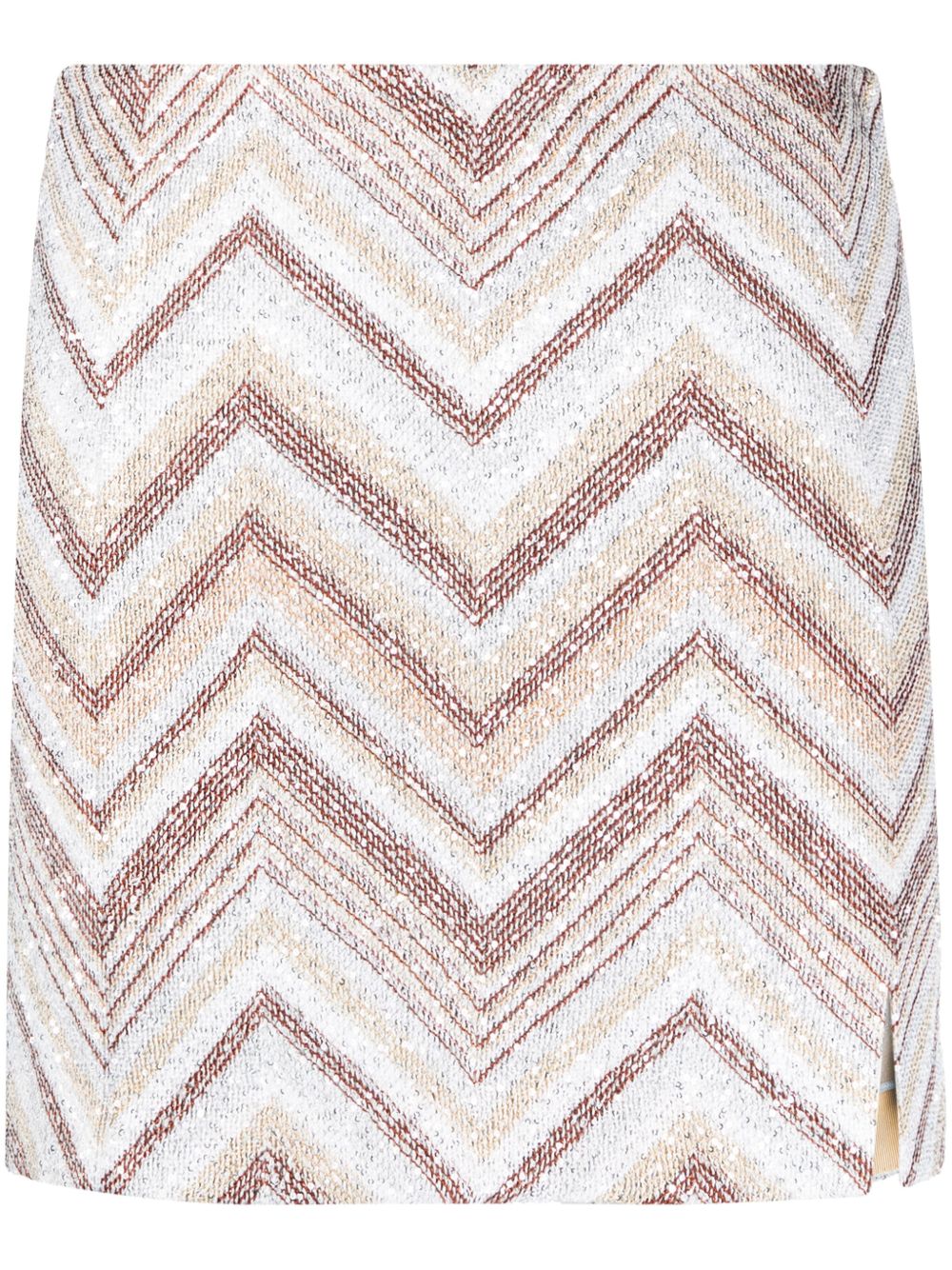 Missoni 亮片缀饰Z字形图案编织迷你半身裙 - 白色