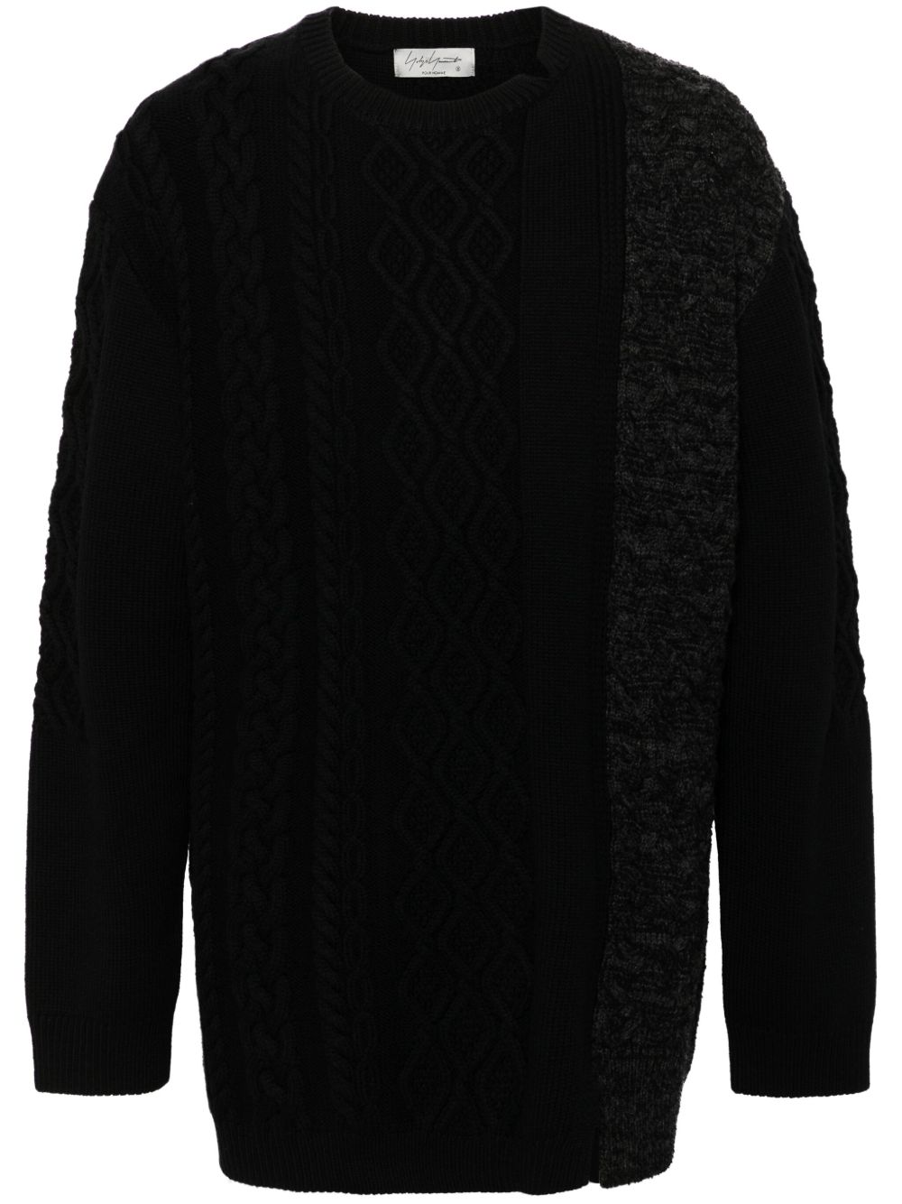 Yohji Yamamoto 粗绞花针织毛衣 - 黑色