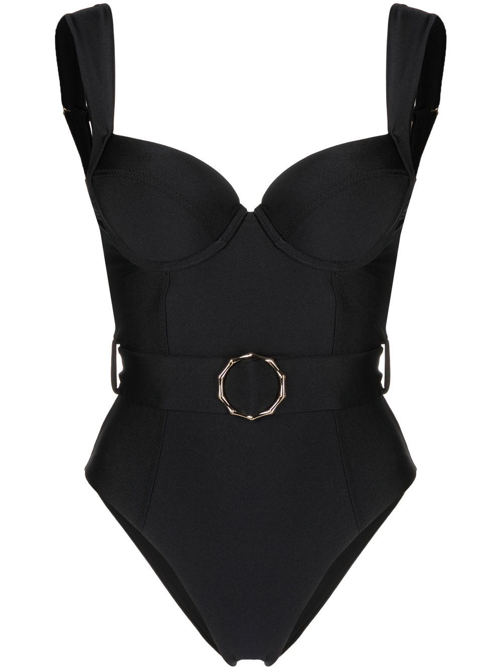 Noire Swimwear 束腰紧胸衣式连体泳衣 - 黑色