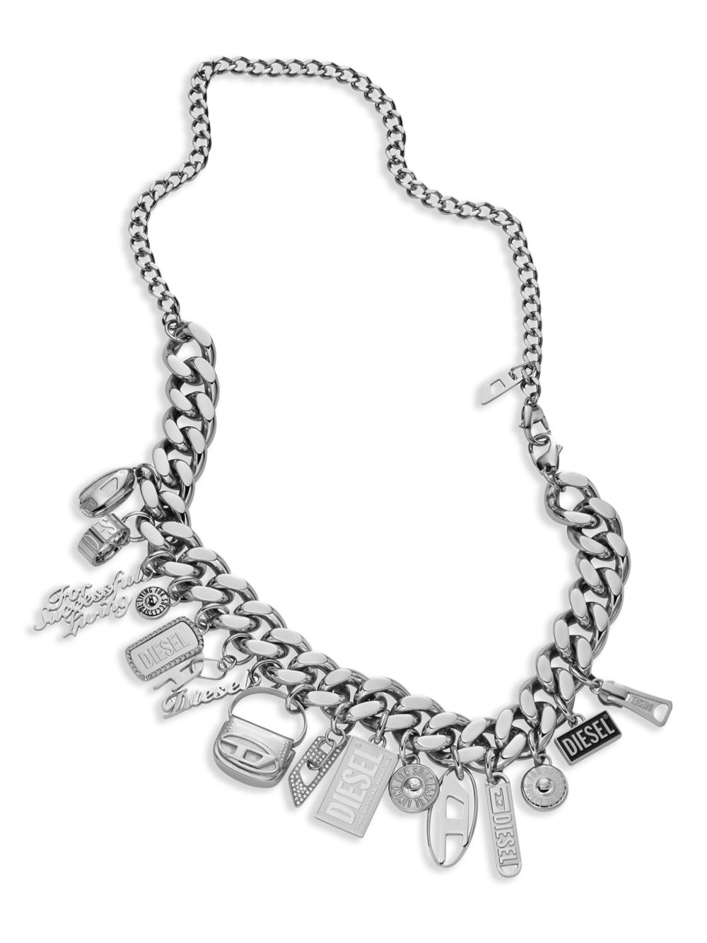 Diesel Dx1521 logo吊饰项链 - 银色