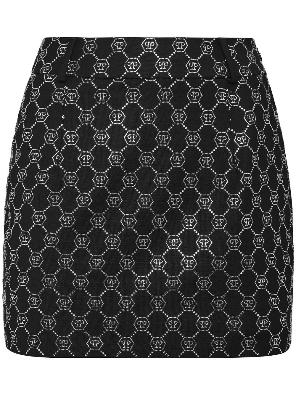 Philipp Plein 经典logo缀饰迷你半身裙 - 黑色