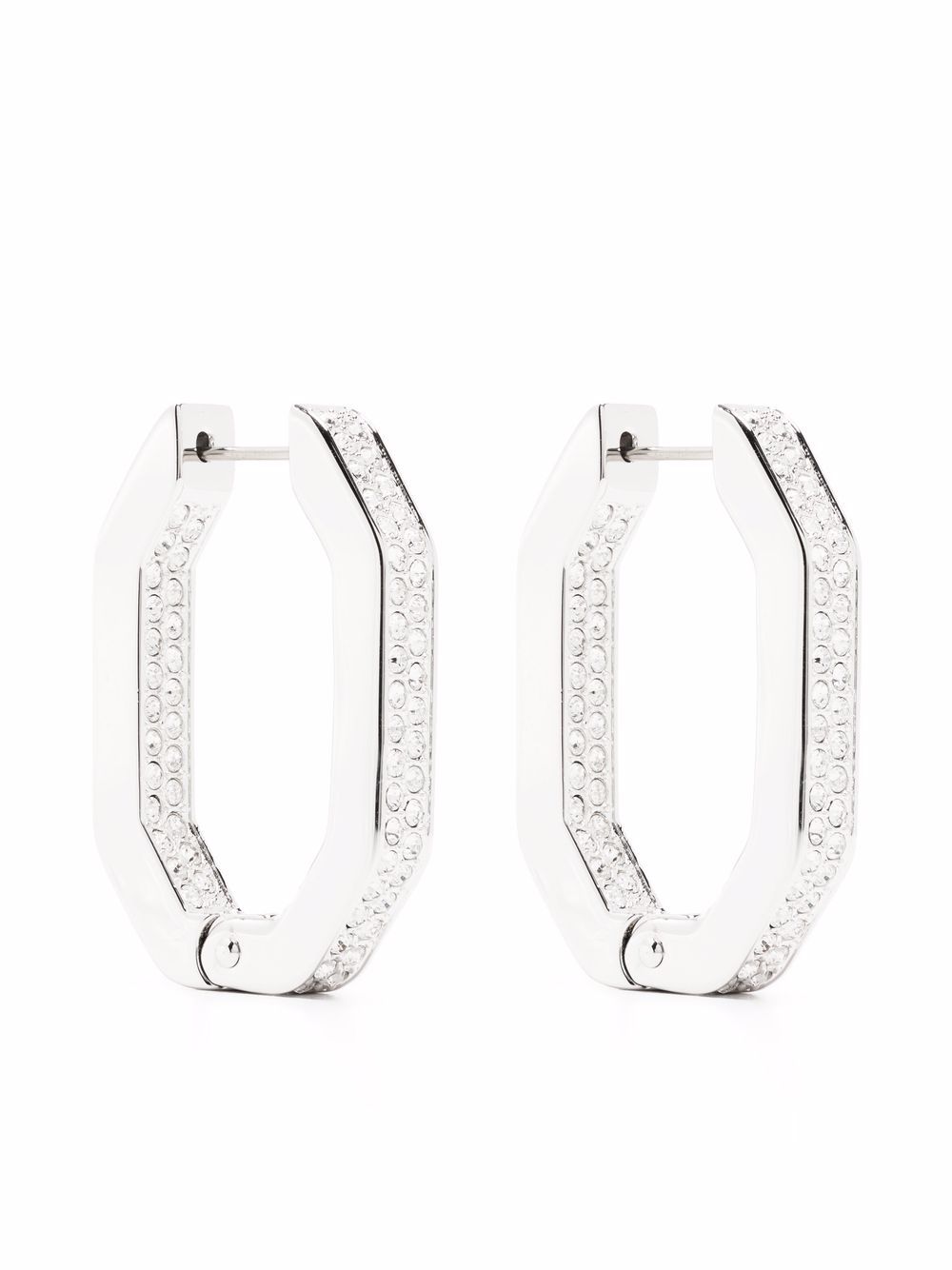 Swarovski Dextera 八角形密镶耳环 - 银色