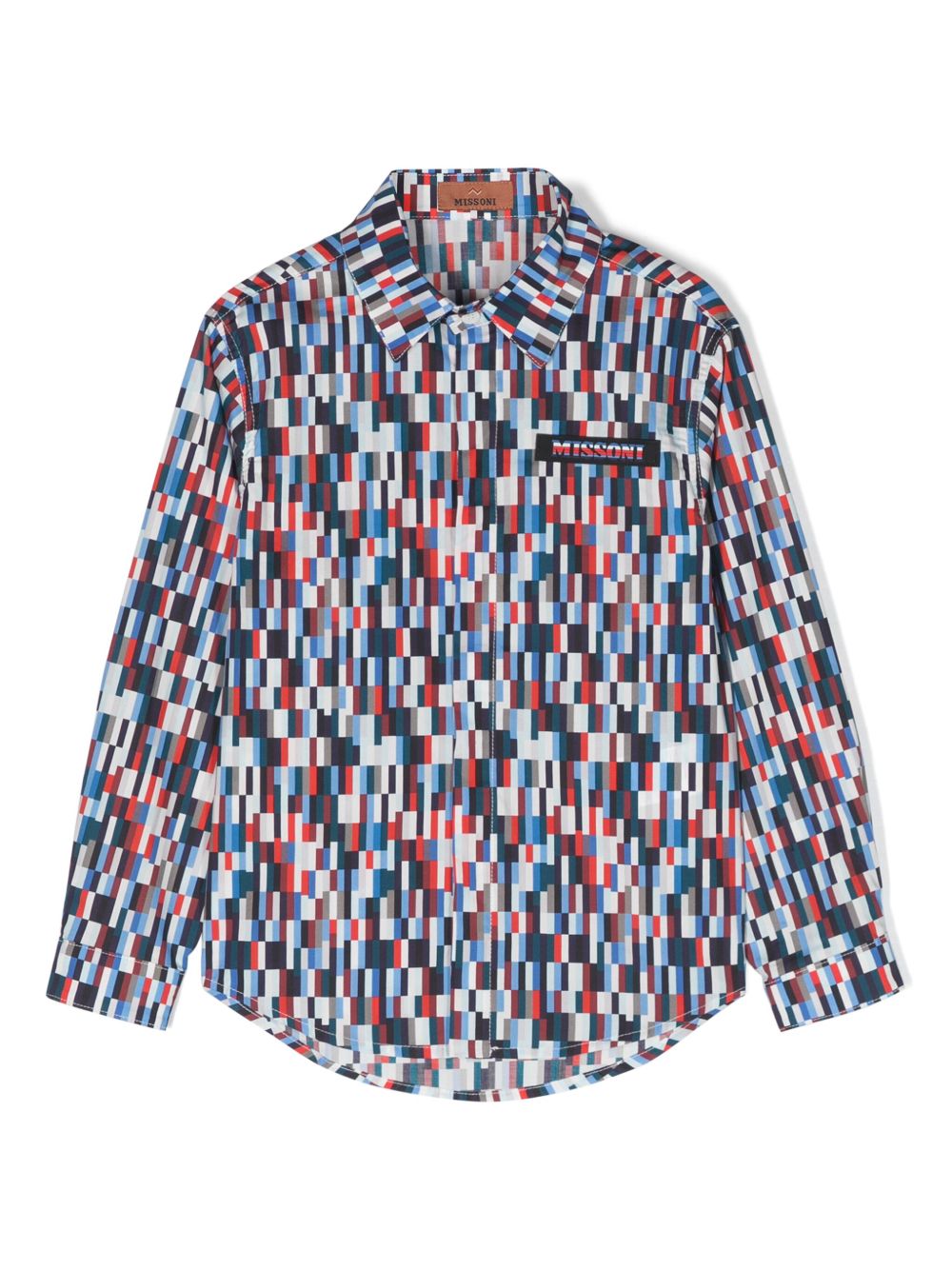 Missoni Kids 几何图案印花棉衬衫 - 蓝色