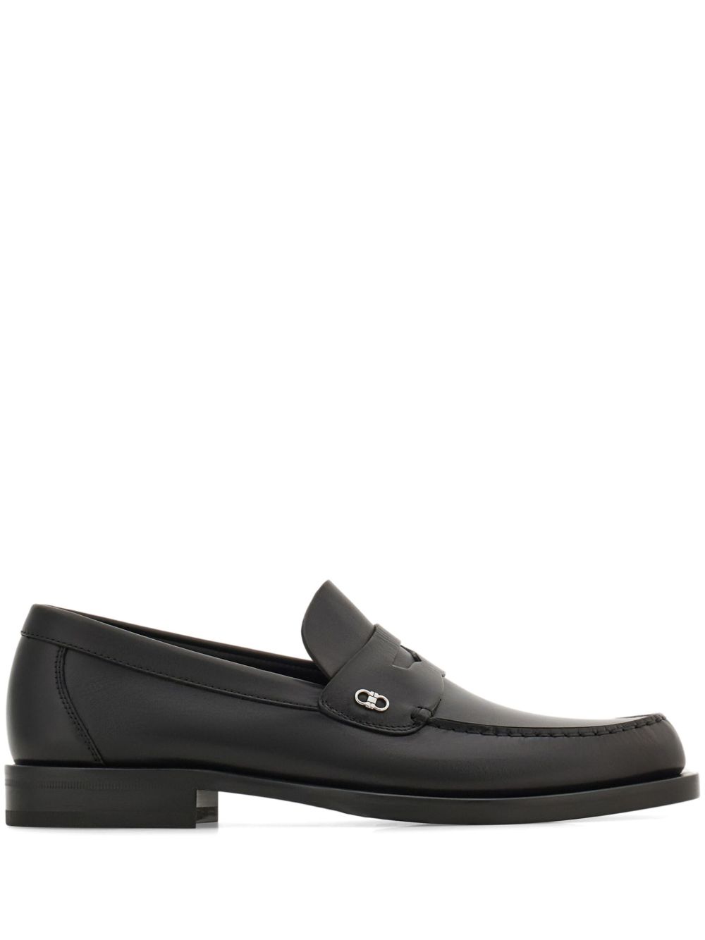 Ferragamo Gancini 标牌皮质乐福鞋 - 黑色