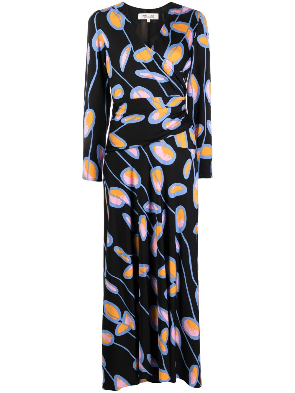 DVF Diane von Furstenberg Landira 花卉印花超长连衣裙 - 黑色
