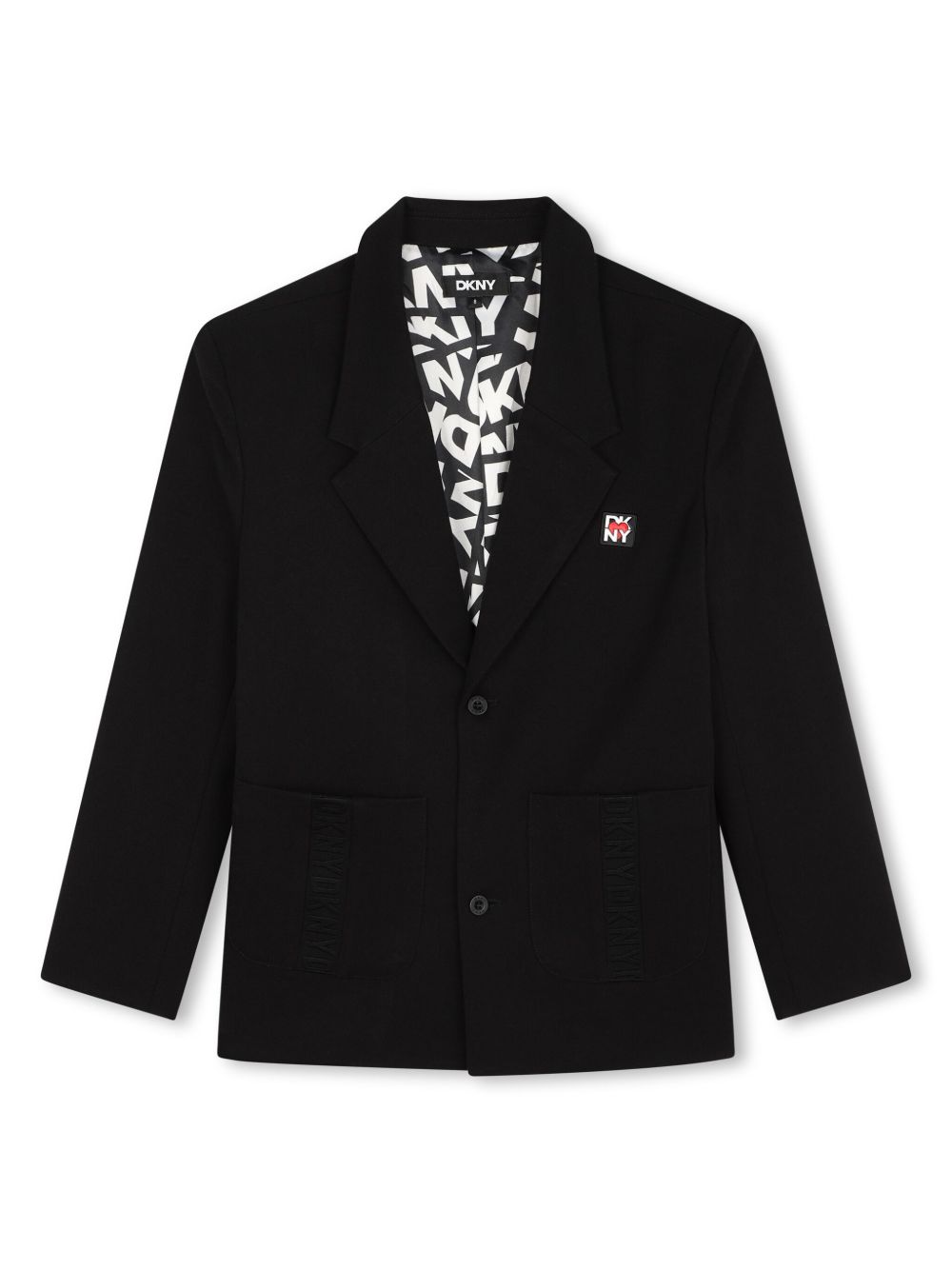 Dkny Kids logo 贴花单排扣西装夹克 - 黑色