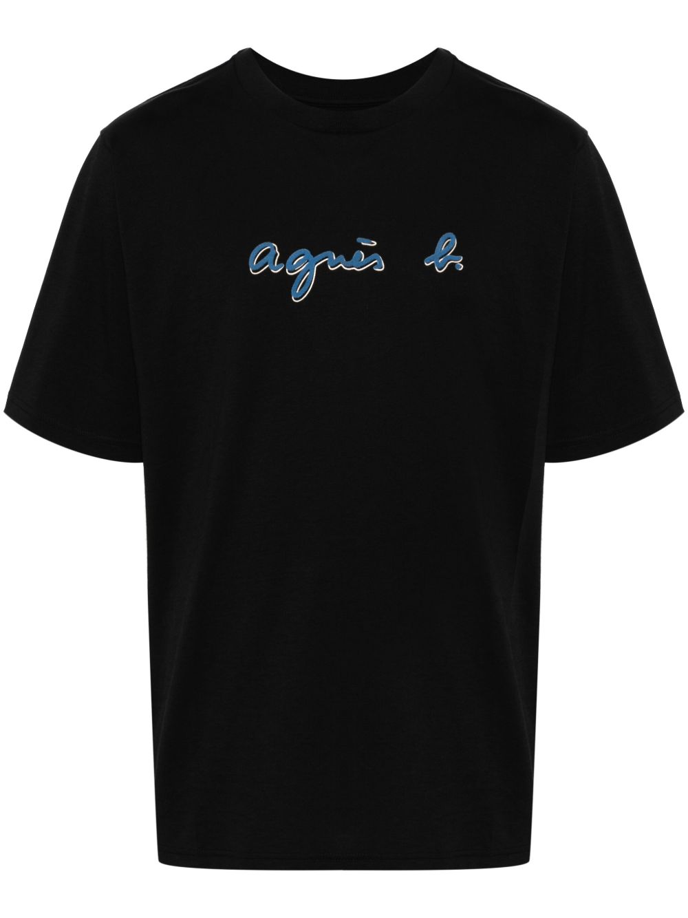 agnès b. logo印花棉T恤 - 黑色