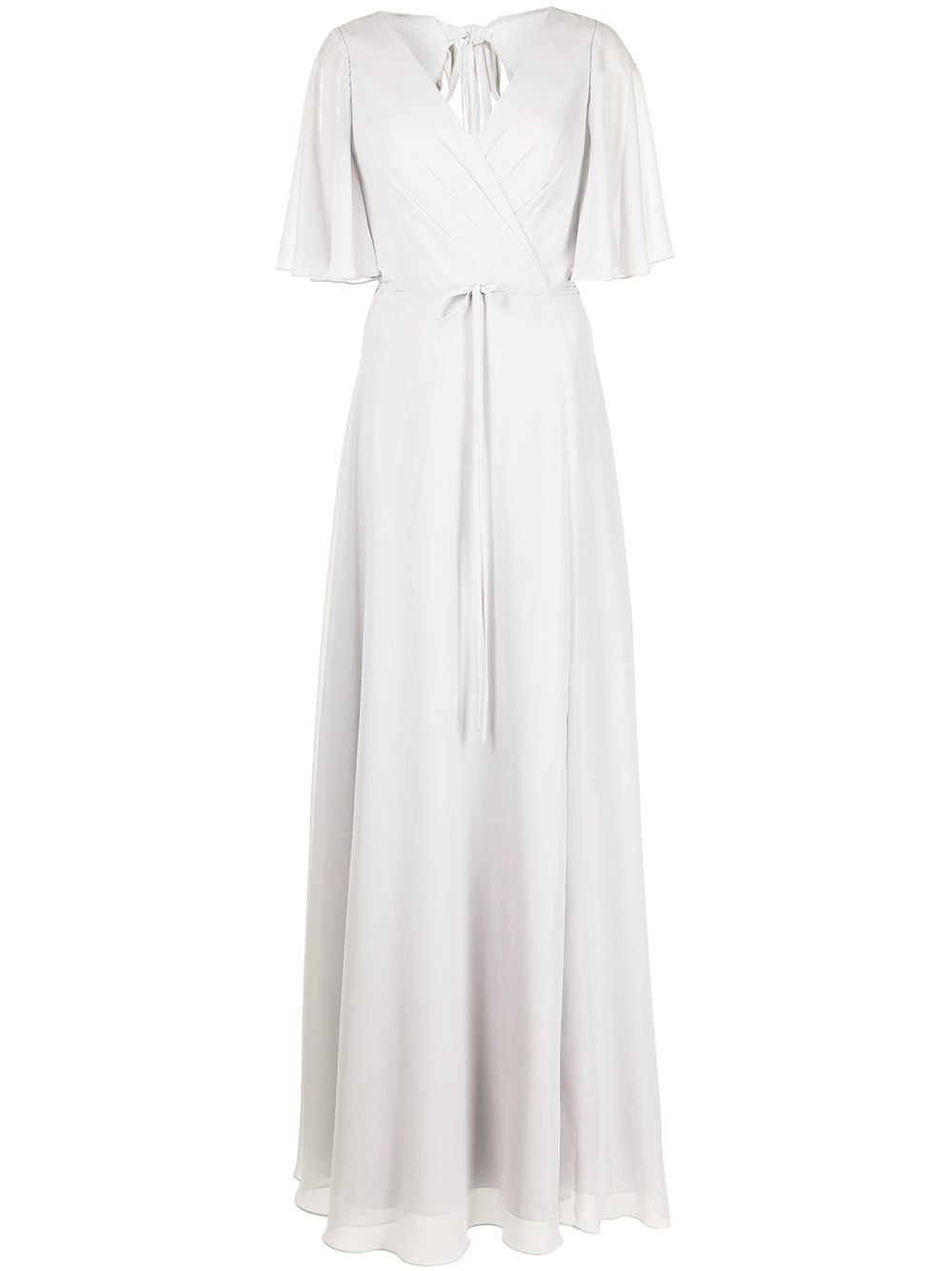 Marchesa Notte Bridesmaids 垂坠衣袖后背镂空礼服 - 灰色