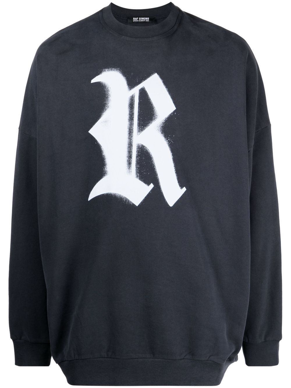 Raf Simons logo印花棉卫衣 - 蓝色
