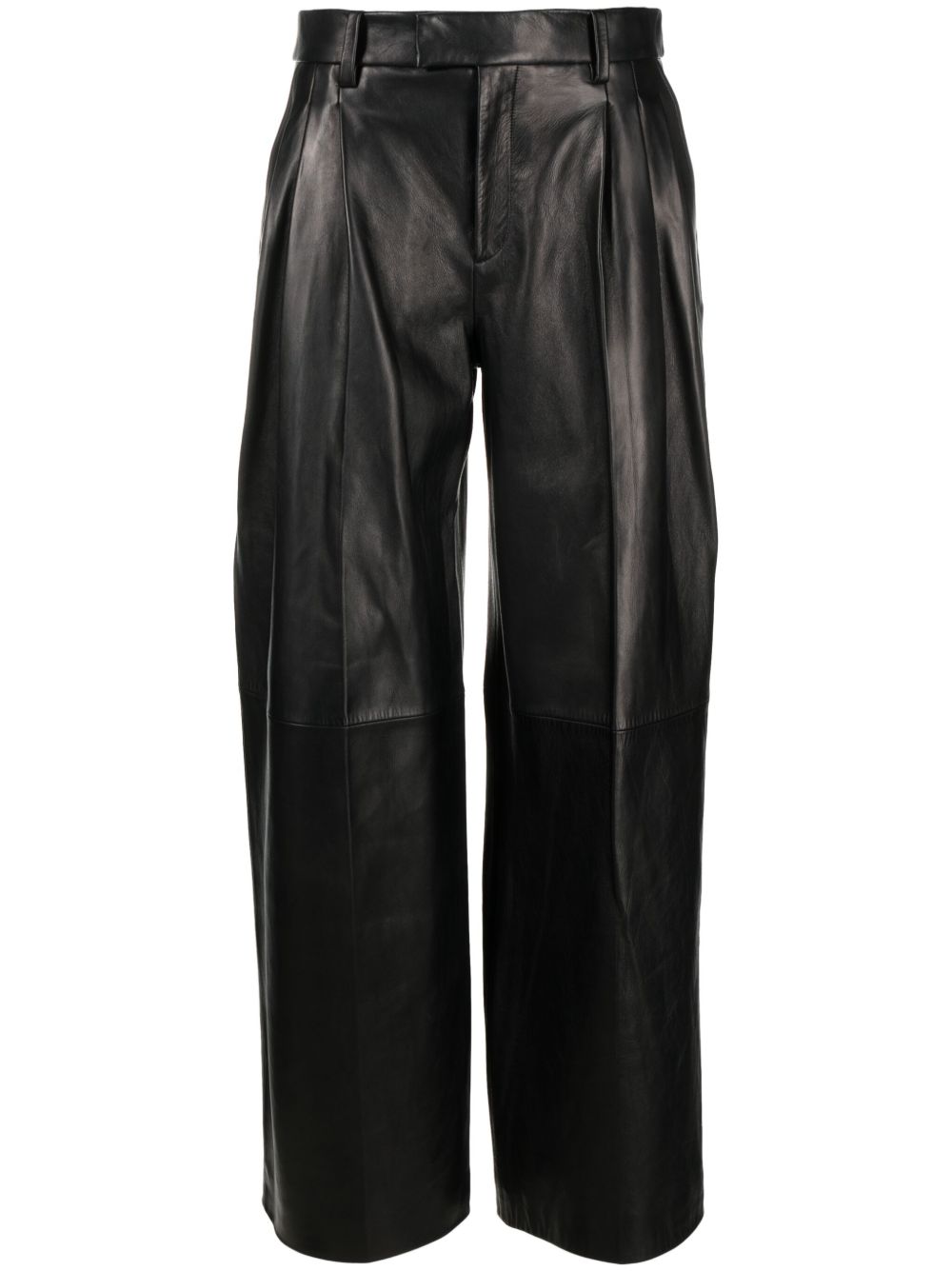 Alexander Wang 褶饰皮质阔腿裤 - 黑色