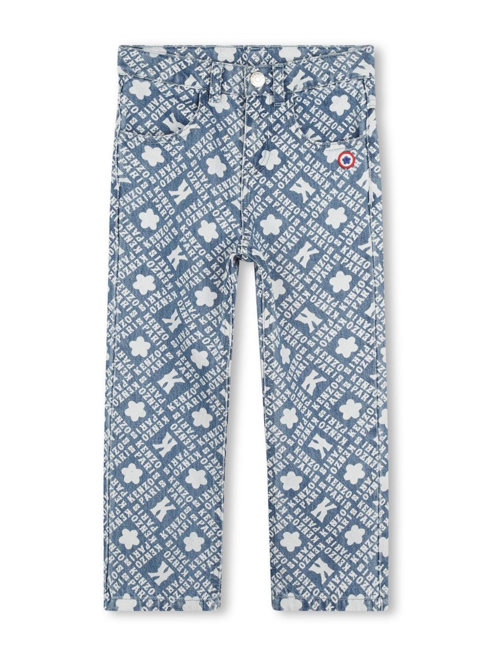 Kenzo Kids 经典logo图案牛仔裤 - 蓝色