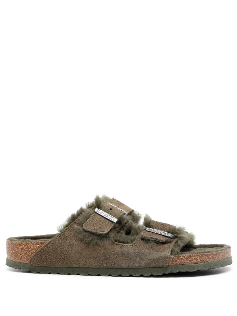 Birkenstock Arizona 扣环开合绒面皮凉鞋 - 绿色