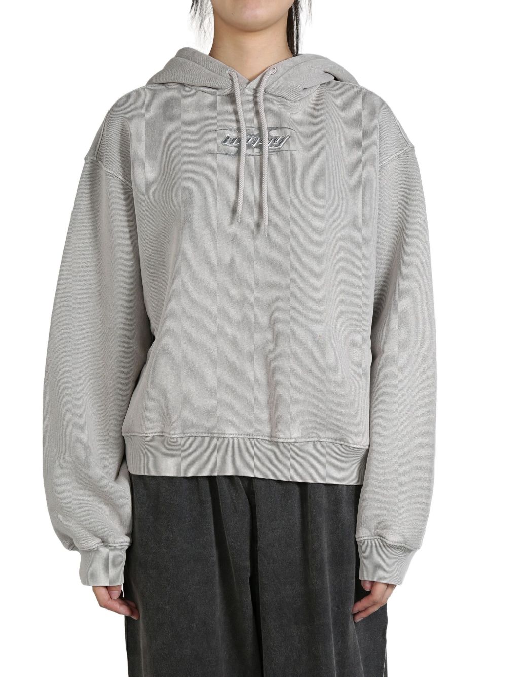 Alexander Wang logo-embroidered hoodie - 灰色