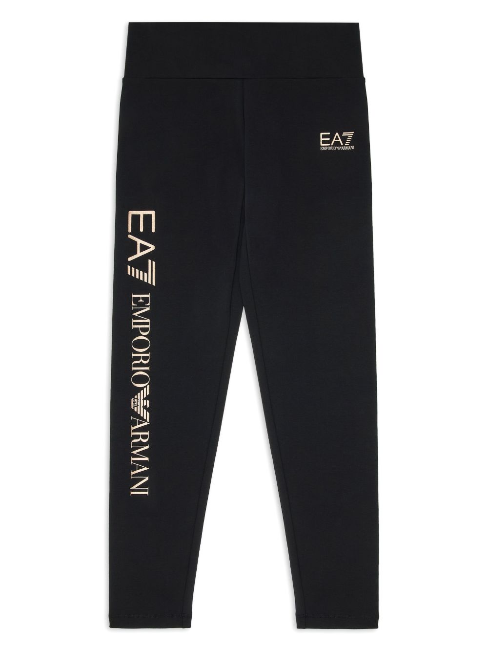 Emporio Armani Kids logo印花打底裤 - 黑色