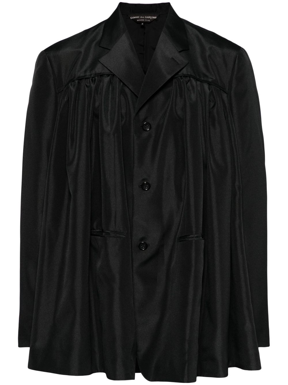 Comme des Garçons Homme Plus 单排扣缎面西装夹克 - 黑色