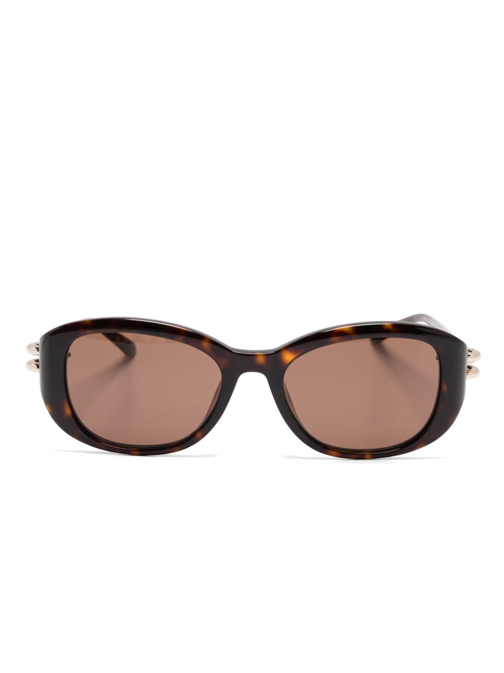 Alexander McQueen Eyewear 玳瑁纹效果太阳眼镜 - 褐色