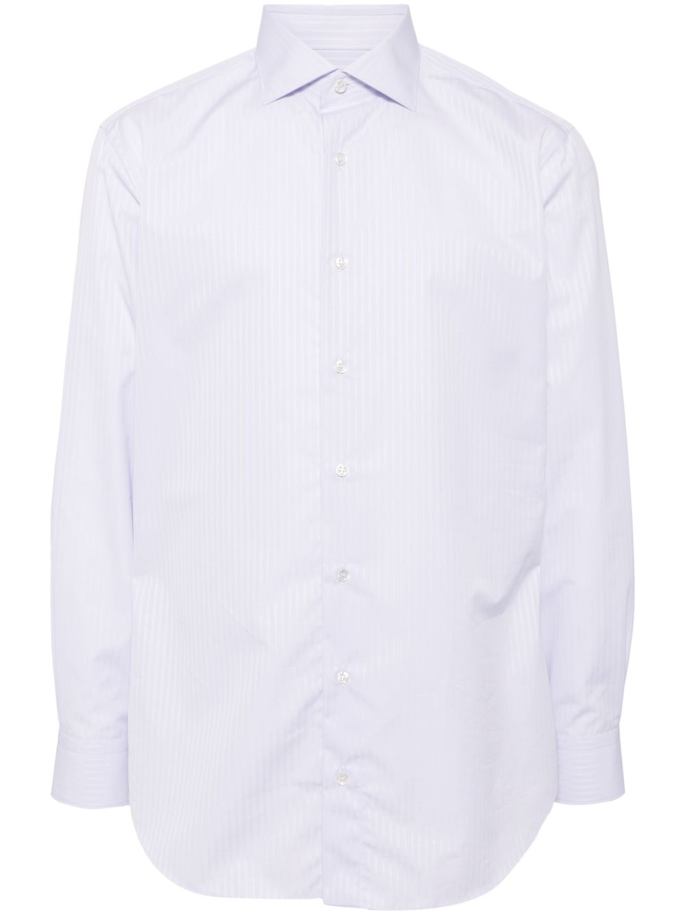 Brioni 细条纹图案长袖衬衫 - 白色