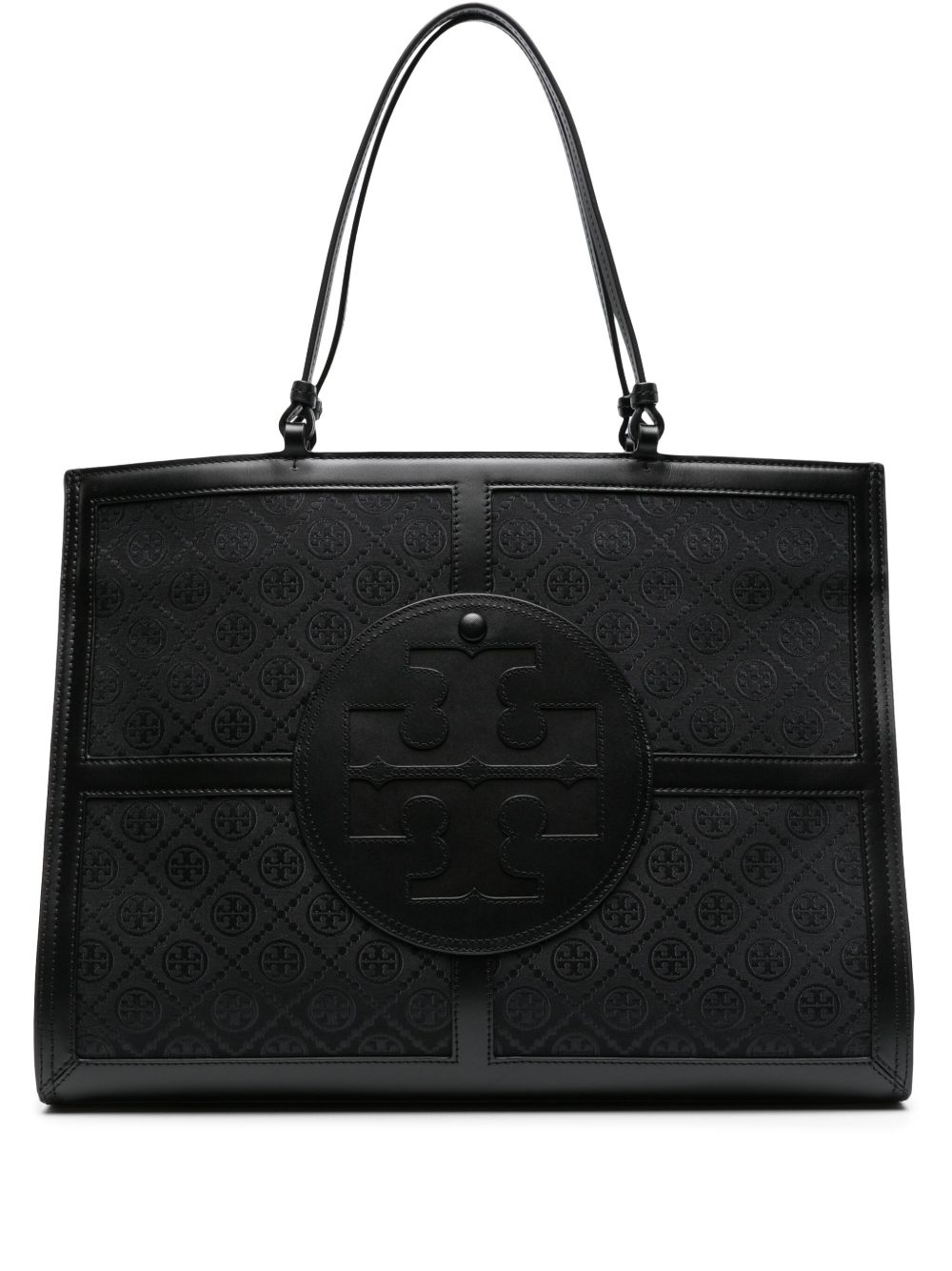 Tory Burch Ella Quadrant T 经典印花手提包 - 黑色