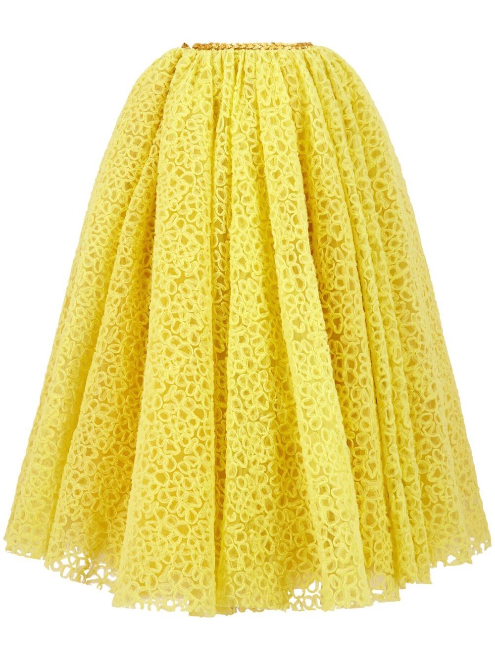 Giambattista Valli 刺绣蕾丝伞形半身裙 - 黄色