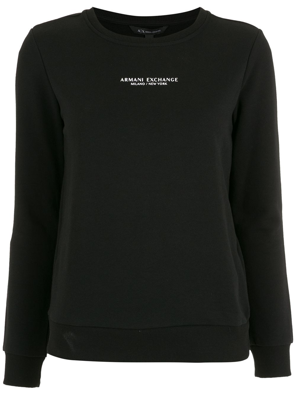 Armani Exchange logo印花棉卫衣 - 黑色