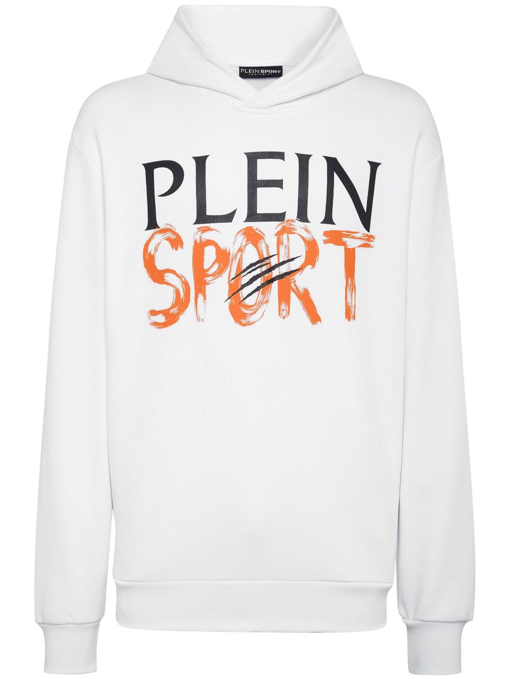 Plein Sport logo印花棉混纺连帽衫 - 白色