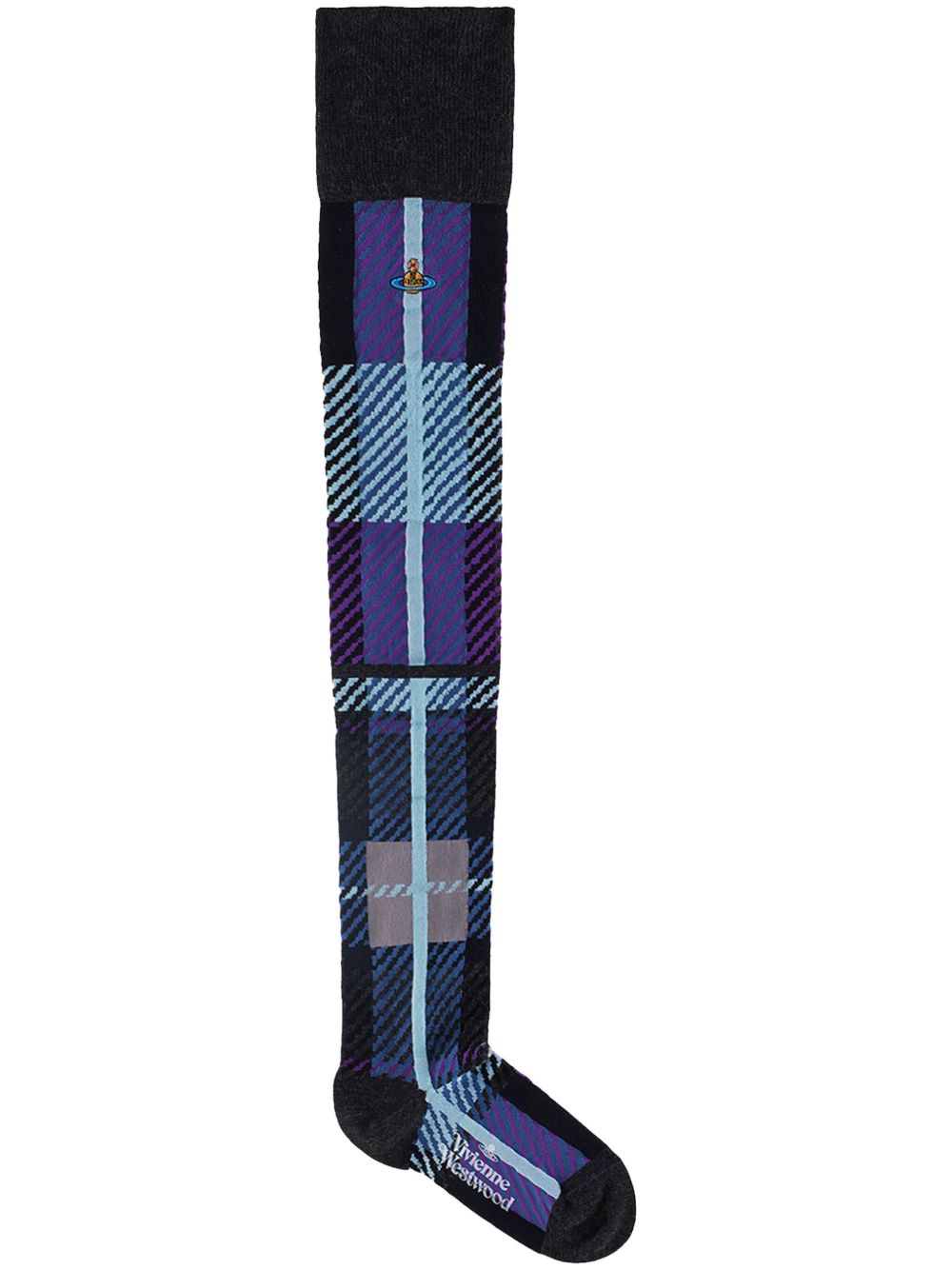 Vivienne Westwood 格纹及膝针织袜 - 灰色