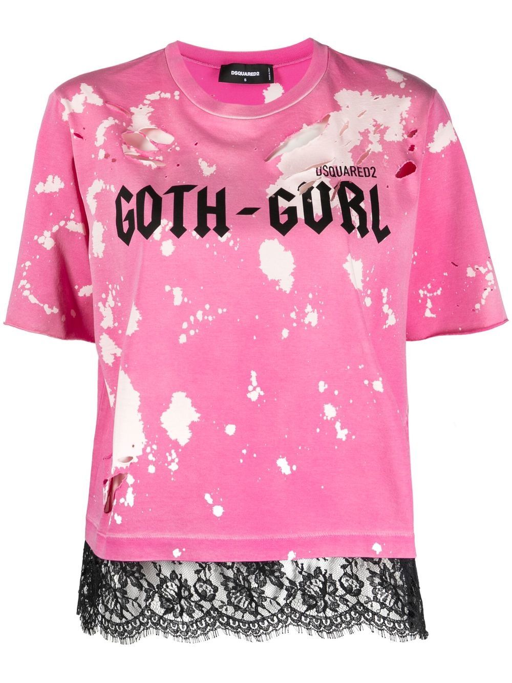 DSQUARED2 Goth Gurl 仿旧T恤 - 粉色