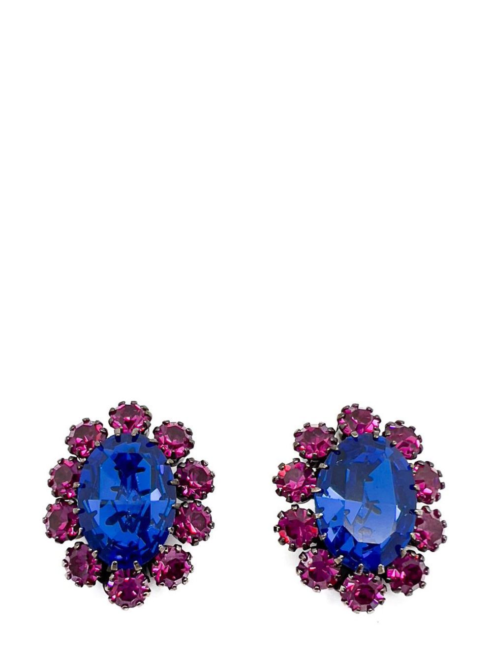 Jennifer Gibson Jewellery Vintage Electric Blue &amp; Hot Pink Crystal Earrings 1960s - 蓝色