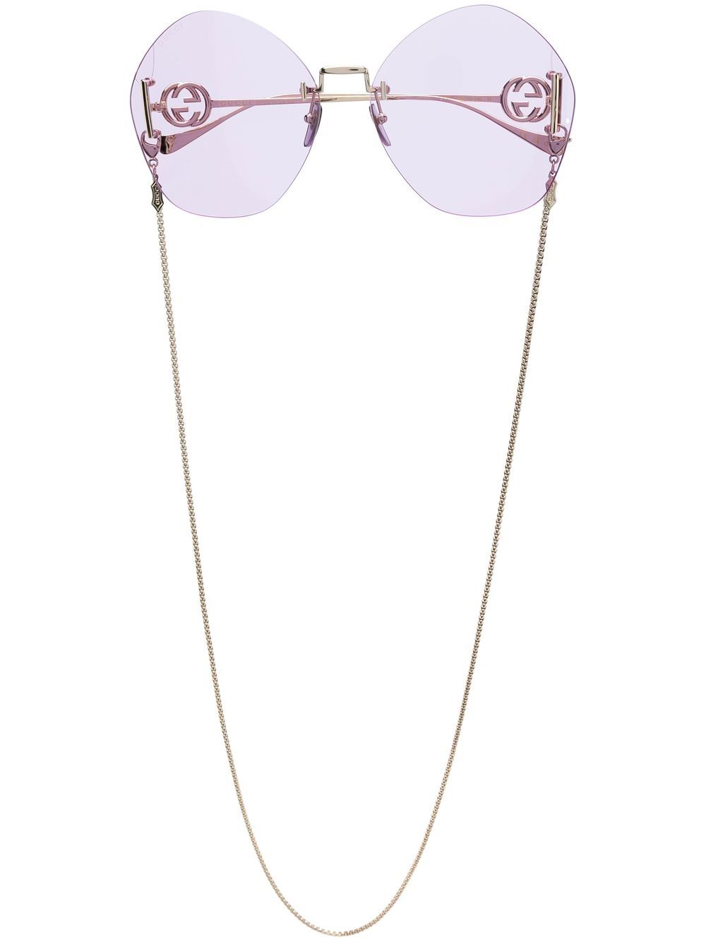 Gucci Eyewear 圆框太阳眼镜 - 金色