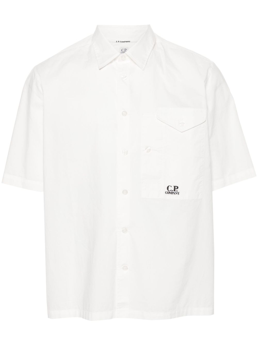 C.P. Company logo刺绣棉衬衫 - 白色